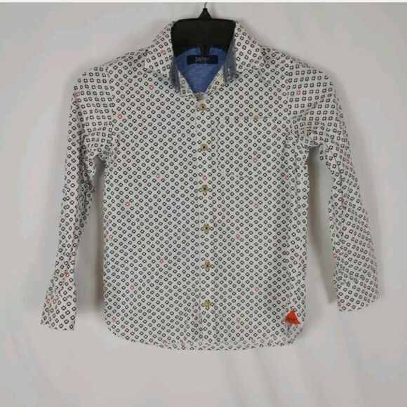 TED Baker Boys size 7 Nautical Sailor Print Button Down Oxford SHIRT Shipped wit - Picture 1 of 7